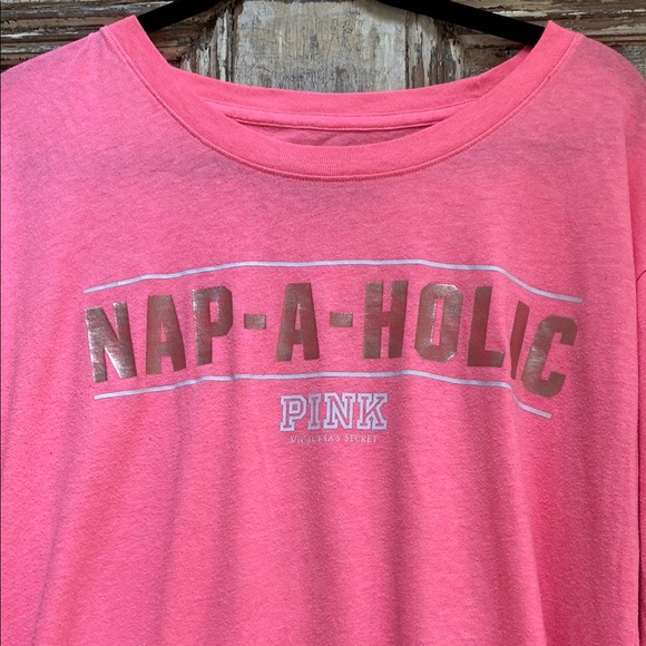 PINK Victoria's Secret Bright Pink Nap-A-Holic Tee - Picture 2 of 3